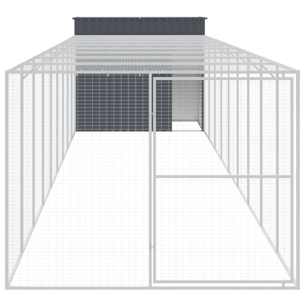 Dog House with Run Anthracite 214x1069x181 cm Galvanised Steel