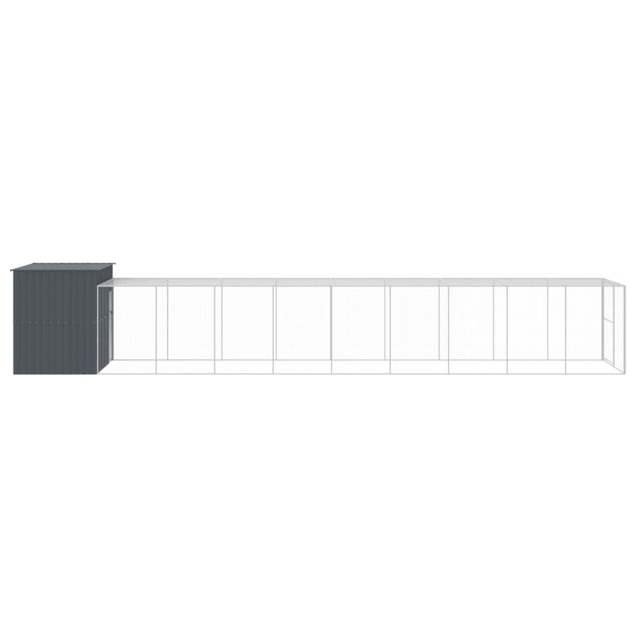 Dog House with Run Anthracite 214x1069x181 cm Galvanised Steel
