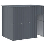 Dog House with Run Anthracite 214x1069x181 cm Galvanised Steel - Rear View