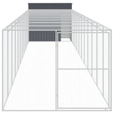 Dog House with Run Anthracite 214x1273x181 cm Galvanised Steel - Side View