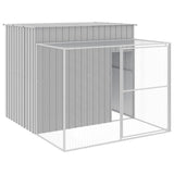 Dog House with Run Light Grey 214x253x181 cm Galvanised Steel - Front View