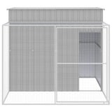 Dog House with Run Light Grey 214x253x181 cm Galvanised Steel - Side View