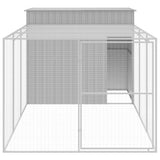 Dog House with Run Light Grey 214x457x181 cm Galvanised Steel - Side View