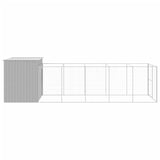 Dog House with Run Light Grey 214x661x181 cm Galvanised Steel