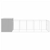 Dog House with Run Light Grey 214x661x181 cm Galvanised Steel - Top-Down View