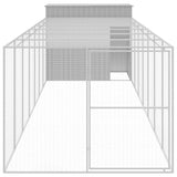 Dog House with Run Light Grey 214x865x181 cm Galvanised Steel - Side View