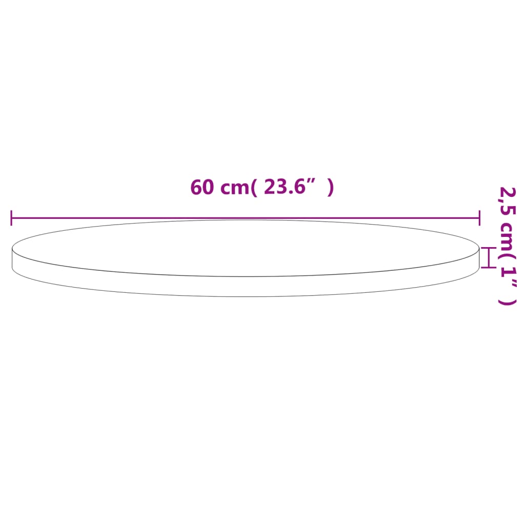 Table Top ?0x2.5 cm Round Solid Wood Beech