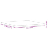 Table Top 70x70x2.5 cm Square Solid Wood Beech - Close-Up Angle