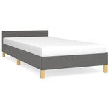 Bed Frame without Mattress Dark Grey King Single Size Fabric - Front View