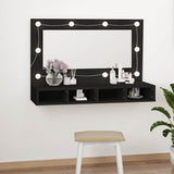 Mirror Cabinet with LED Black 90x31.5x62 cm - Side View