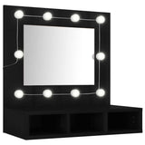 Mirror Cabinet with LED Black 60x31.5x62 cm - Front View