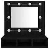 Mirror Cabinet with LED Black 60x31.5x62 cm - Close-Up Angle