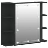 Mirror Cabinet with LED Black 70x16.5x60 cm - Front View