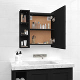 Mirror Cabinet with LED Black 70x16.5x60 cm - Side View