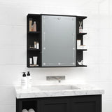 Mirror Cabinet with LED Black 70x16.5x60 cm - Top-Down View