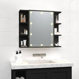 Mirror Cabinet with LED Black 70x16.5x60 cm - 45-Degree Angle