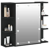 Mirror Cabinet with LED Black 70x16.5x60 cm - Rear View