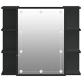 Mirror Cabinet with LED Black 70x16.5x60 cm - Low Angle