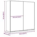 Bathroom Mirror Cabinet Black 64x20x67 cm Engineered Wood - Extra Image