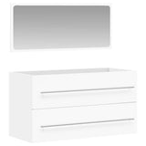 Bathroom Cabinet with Mirror White Engineered Wood - Front View