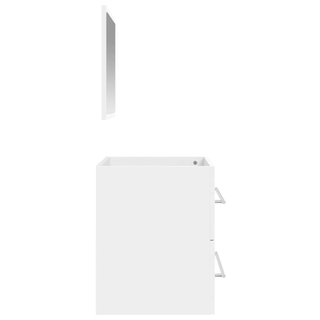 Bathroom Cabinet with Mirror White Engineered Wood