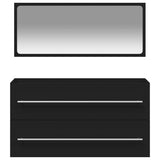 Bathroom Cabinet with Mirror Black Engineered Wood - 45-Degree Angle