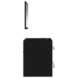 Bathroom Cabinet with Mirror Black Engineered Wood - Rear View