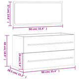 Bathroom Cabinet with Mirror Black Engineered Wood - Extra Image