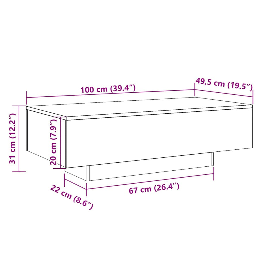 Coffee Table White 100x49.5x31 cm Engineered Wood
