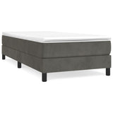 Box Spring Bed without Mattress Dark Grey King Single Size Velvet - Front View