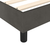 Box Spring Bed without Mattress Dark Grey King Single Size Velvet - Close-Up Angle