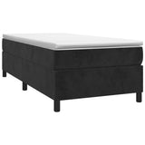 Box Spring Bed without Mattress Black King Single Size Velvet - Front View