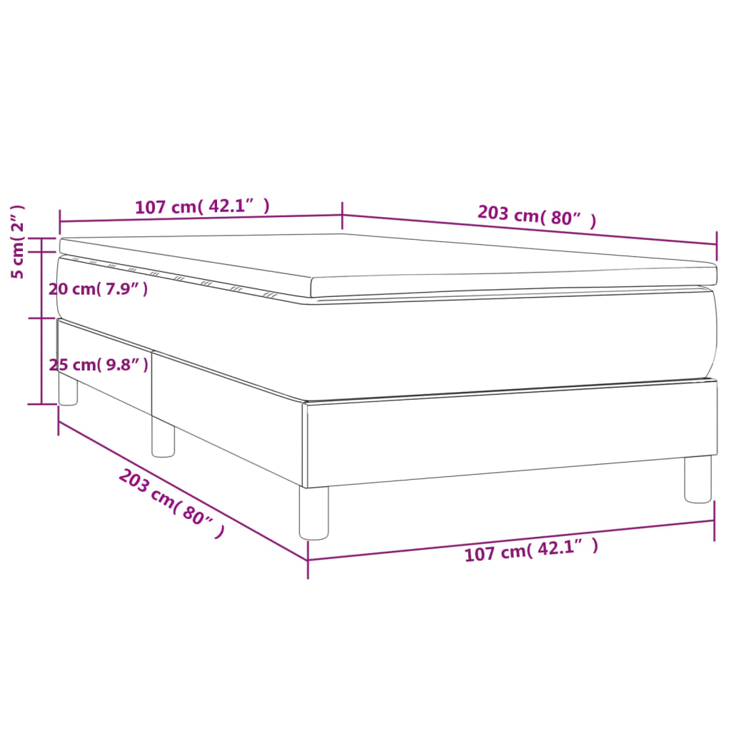 Box Spring Bed with Mattress Black 100x200 cm Faux Leather