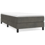 Box Spring Bed with Mattress Dark Grey King Single Size Velvet