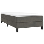 Box Spring Bed with Mattress Dark Grey King Single Size Velvet