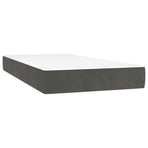 Box Spring Bed with Mattress Dark Grey King Single Size Velvet