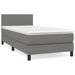 Box Spring Bed with Mattress Dark Grey King Single Size Fabric