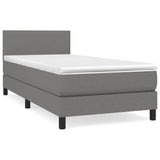 Box Spring Bed with Mattress Dark Grey 100x200 cm Fabric - Front View