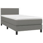 Box Spring Bed with Mattress Dark Grey King Single Size Fabric