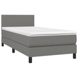 Box Spring Bed with Mattress Dark Grey 100x200 cm Fabric - Side View
