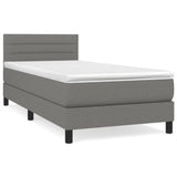 Box Spring Bed with Mattress Dark Grey 100x200 cm Fabric - Front View