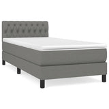 Box Spring Bed with Mattress Dark Grey 100x200 cm Fabric - Front View