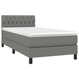 Box Spring Bed with Mattress Dark Grey 100x200 cm Fabric - Side View