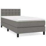 Box Spring Bed with Mattress Dark Grey King Single Size Fabric