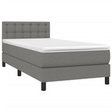 Box Spring Bed with Mattress Dark Grey 100x200 cm Fabric - Side View