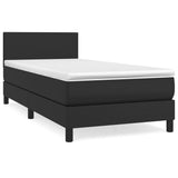 Box Spring Bed with Mattress Black 100x200 cm Faux Leather - Front View