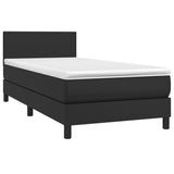 Box Spring Bed with Mattress Black 100x200 cm Faux Leather - Side View
