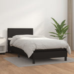 Box Spring Bed with Mattress Black King Single Size