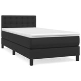 Box Spring Bed with Mattress Black 100x200 cm Faux Leather - Front View
