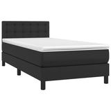 Box Spring Bed with Mattress Black 100x200 cm Faux Leather - Side View